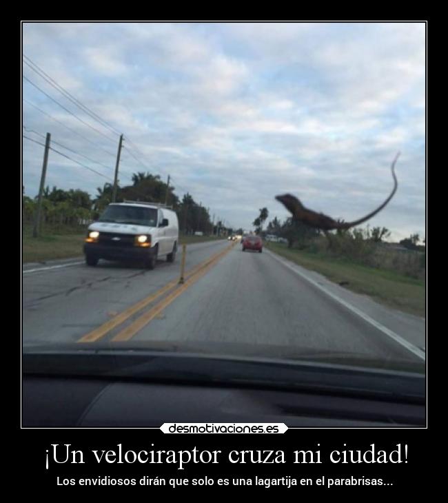 ¡Un velociraptor cruza mi ciudad! -