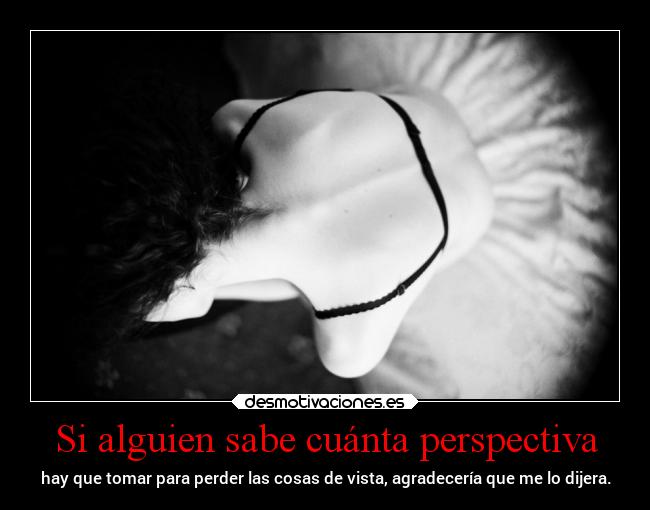 Si alguien sabe cuánta perspectiva - hay que tomar para perder las cosas de vista, agradecería que me lo dijera.