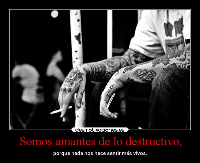 Somos amantes de lo destructivo, -
