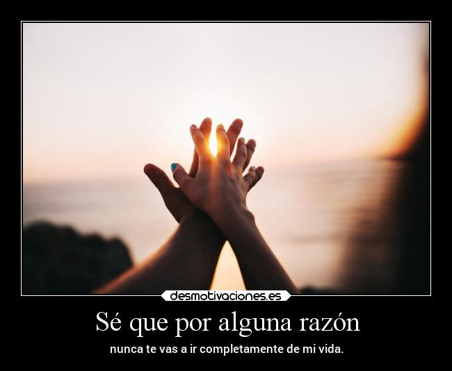 Sé que por alguna razón - nunca te vas a ir completamente de mi vida.