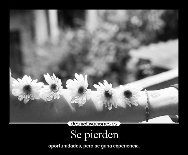 Se pierden - oportunidades, pero se gana experiencia.