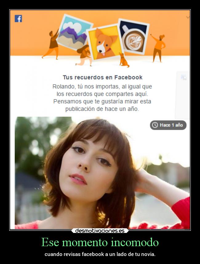 Ese momento incomodo - cuando revisas facebook a un lado de tu novia.