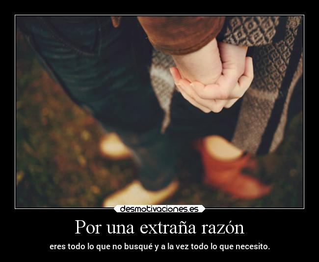 Por una extraña razón - eres todo lo que no busqué y a la vez todo lo que necesito.