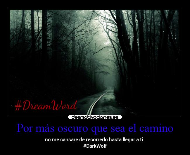 Por más oscuro que sea el camino - no me cansare de recorrerlo hasta llegar a ti
#DarkWolf