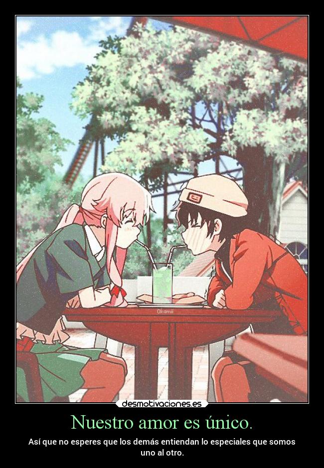 carteles amor amor mirai nikki desmotivaciones