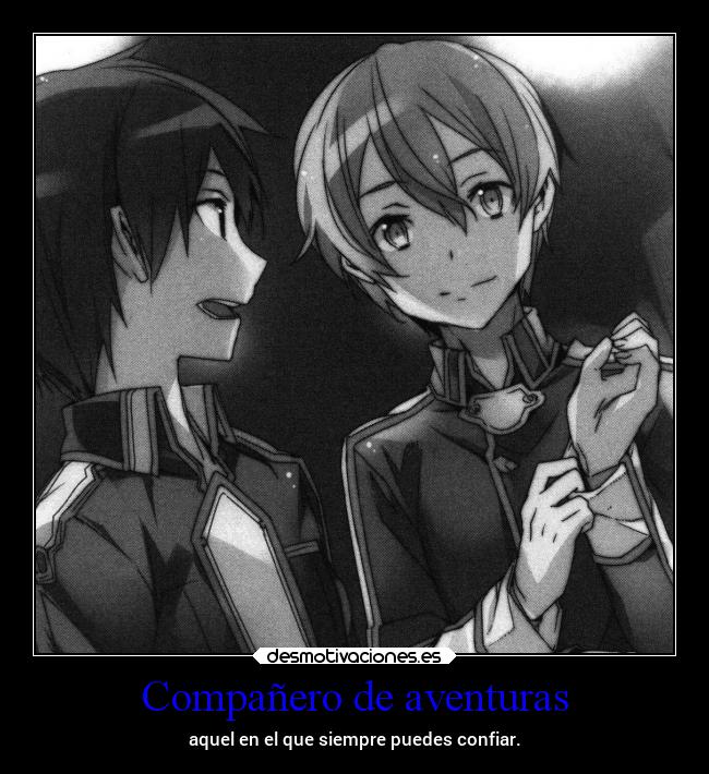 carteles anime amistad amigos sao swordartonline kirito eugeo danieldats desmotivaciones