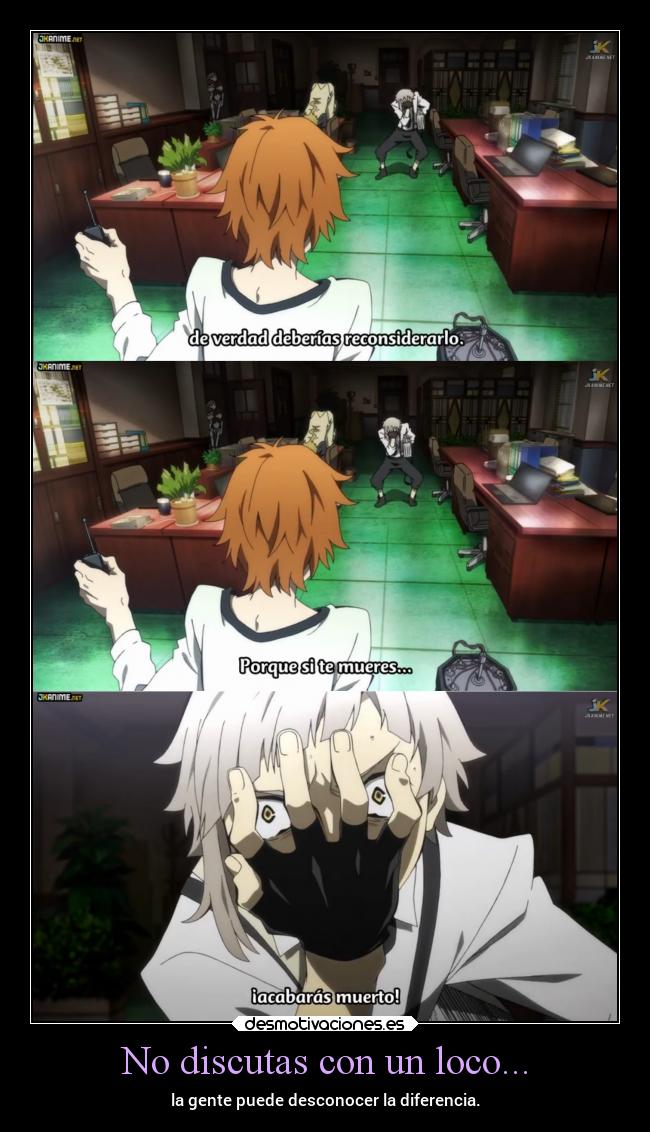 carteles anime fail humor ignorancia muerte bungoustraydogs bungou stray dogs atsushi logica makalove97 desmotivaciones