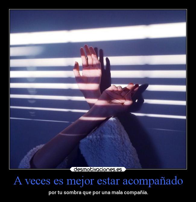 A veces es mejor estar acompañado - por tu sombra que por una mala compañía.