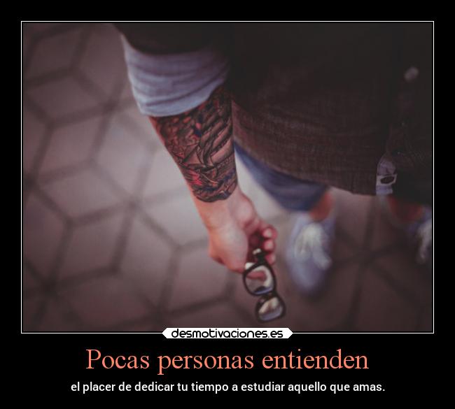 Pocas personas entienden - el placer de dedicar tu tiempo a estudiar aquello que amas.