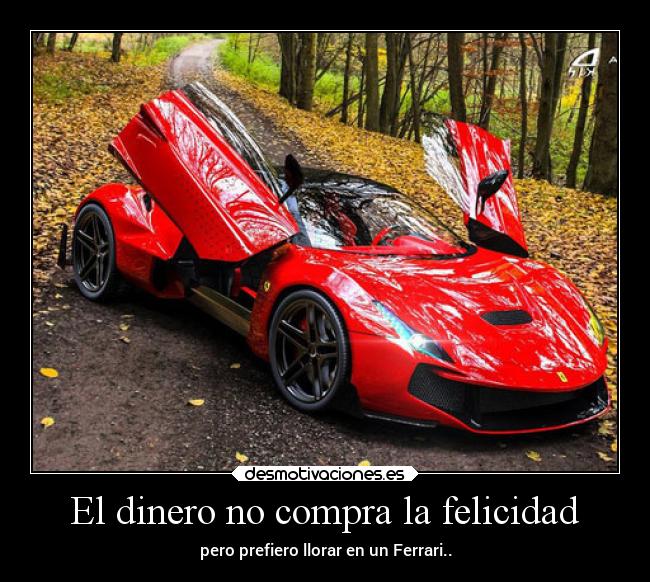 El dinero no compra la felicidad - pero prefiero llorar en un Ferrari..