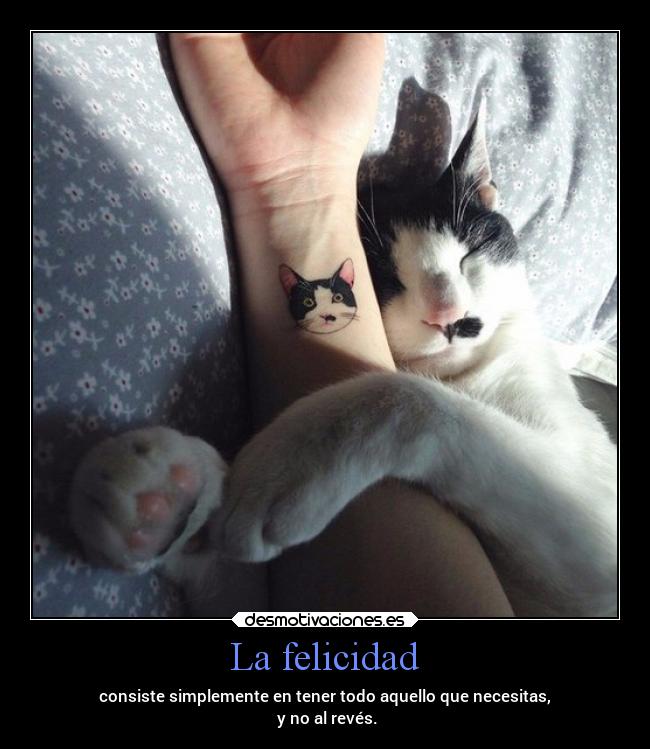 La felicidad - consiste simplemente en tener todo aquello que necesitas,
y no al revés.