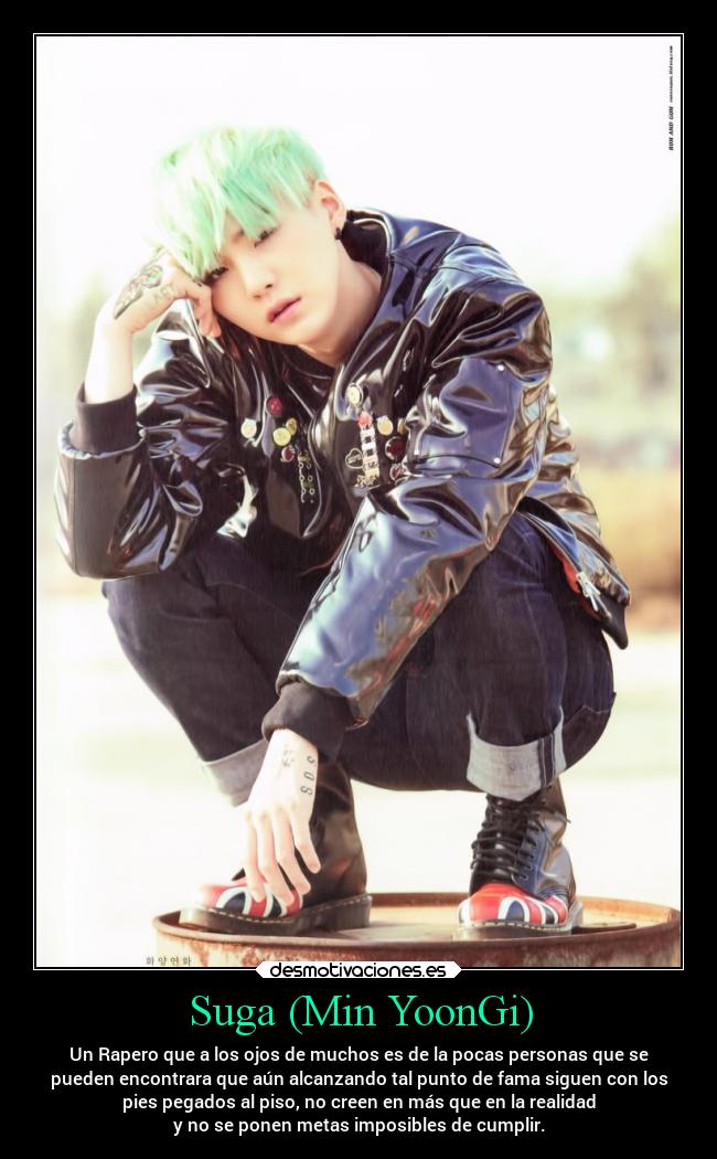 carteles imposible bangtan bangtanboys suga yoongi coreano rapero kpop realidad fama metas piso personas desmotivaciones