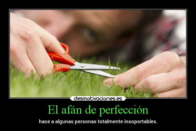 El afán de perfección - hace a algunas personas totalmente insoportables.