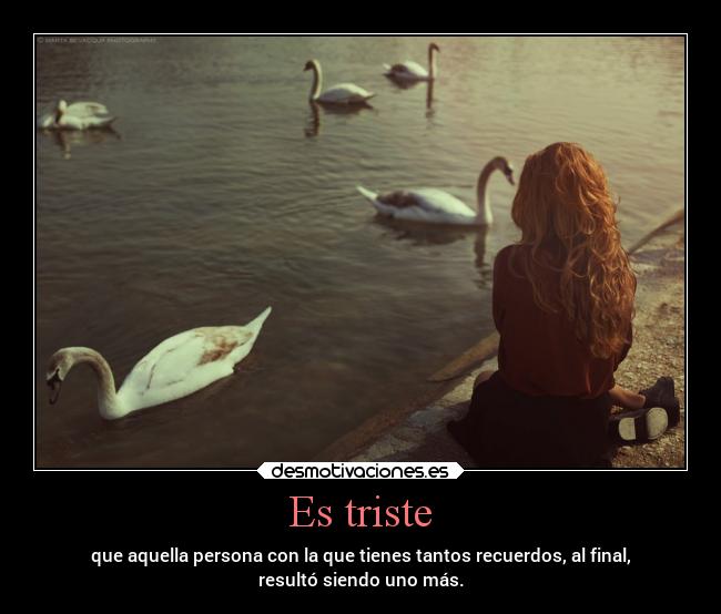 Es triste - que aquella persona con la que tienes tantos recuerdos, al final,
resultó siendo uno más.