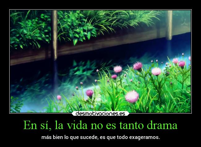 En sí, la vida no es tanto drama - más bien lo que sucede, es que todo exageramos.