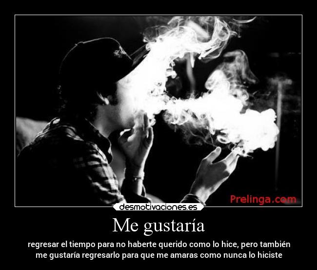 Me gustaría - regresar el tiempo para no haberte querido como lo hice, pero también
me gustaría regresarlo para que me amaras como nunca lo hiciste