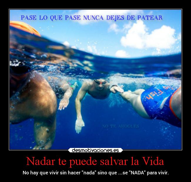 Nadar te puede salvar la Vida - No hay que vivir sin hacer nada sino que ...se NADA para vivir.