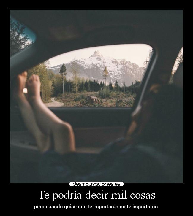 Te podría decir mil cosas - pero cuando quise que te importaran no te importaron.