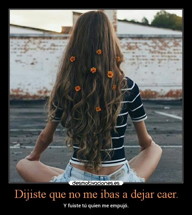 Dijiste que no me ibas a dejar caer. - Y fuiste tú quien me empujó.