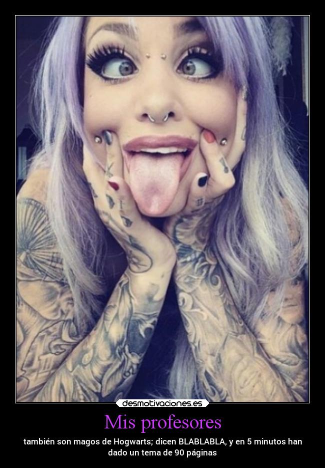 Mis profesores - también son magos de Hogwarts; dicen BLABLABLA, y en 5 minutos han
dado un tema de 90 páginas