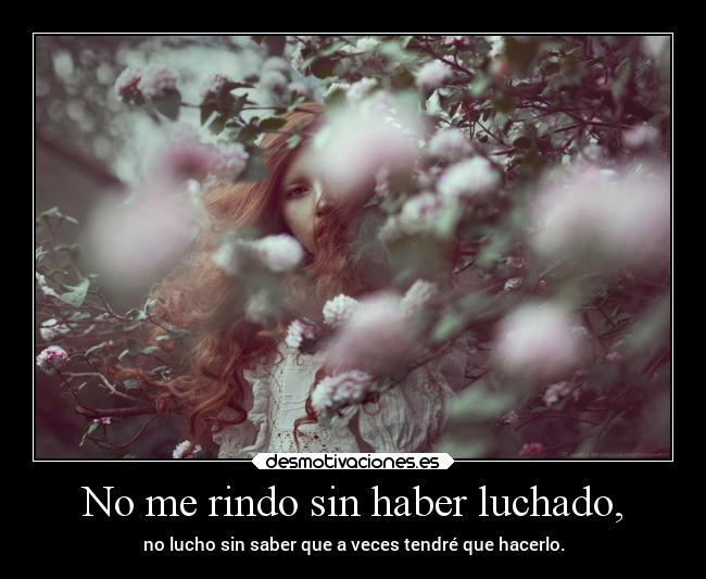 No me rindo sin haber luchado, -
