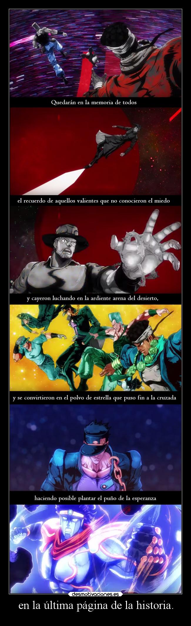 carteles historia anime epico raptorhunters harukaze erosekai jojo jojosbizarreadventure stardust crusaders jotaro desmotivaciones