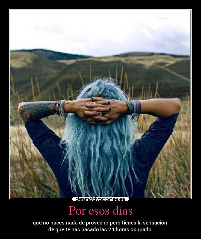 Por esos días - que no haces nada de provecho pero tienes la sensación
de que te has pasado las 24 horas ocupado.