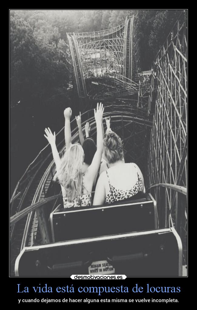 La vida está compuesta de locuras - y cuando dejamos de hacer alguna esta misma se vuelve incompleta.