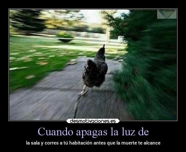 Cuando apagas la luz de - la sala y corres a tú habitación antes que la muerte te alcance