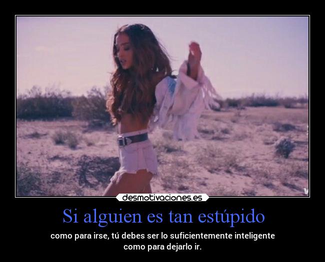 Si alguien es tan estúpido - como para irse, tú debes ser lo suficientemente inteligente
como para dejarlo ir.