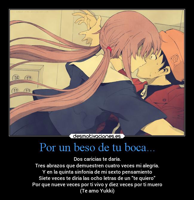 carteles amor anime mirai nikki desmotivaciones