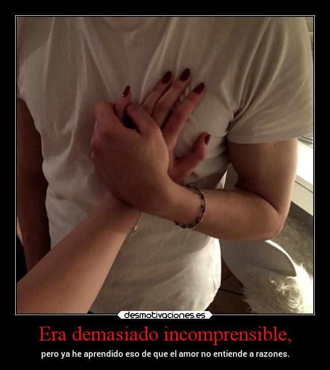 Era demasiado incomprensible, - pero ya he aprendido eso de que el amor no entiende a razones.