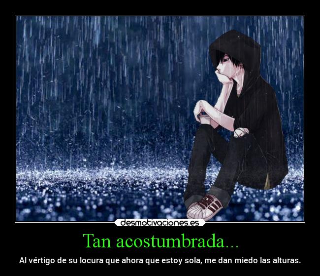 Tan acostumbrada... - Al vértigo de su locura que ahora que estoy sola, me dan miedo las alturas.