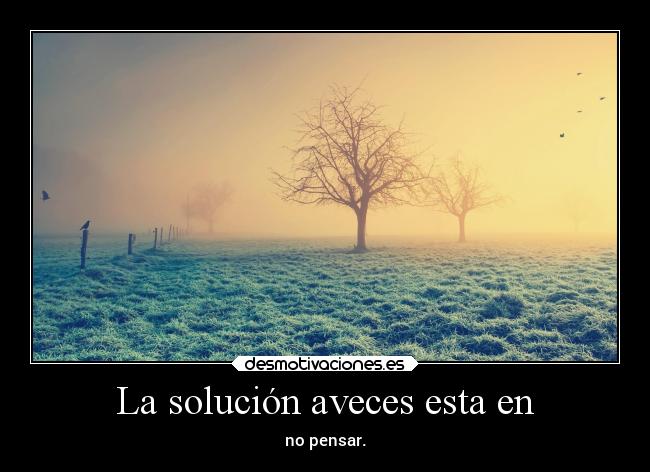 La solución aveces esta en - no pensar.