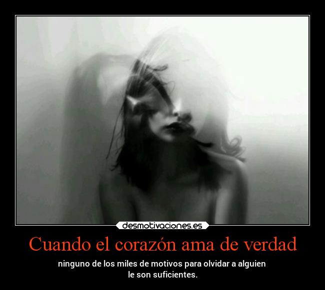 Cuando el corazón ama de verdad - ninguno de los miles de motivos para olvidar a alguien
le son suficientes.