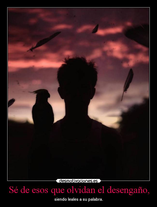 Sé de esos que olvidan el desengaño, - 