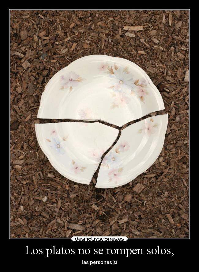 Los platos no se rompen solos, - las personas sí