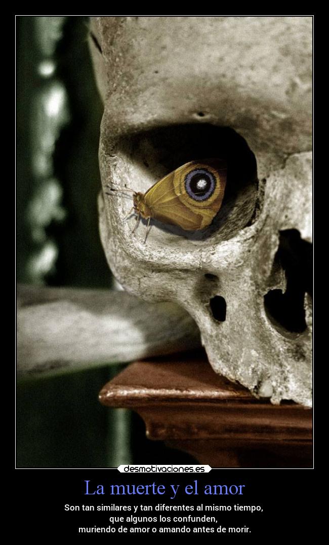 La muerte y el amor - Son tan similares y tan diferentes al mismo tiempo,
que algunos los confunden,
muriendo de amor o amando antes de morir.