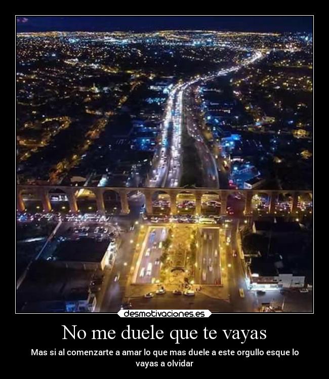 No me duele que te vayas - Mas si al comenzarte a amar lo que mas duele a este orgullo esque lo
vayas a olvidar