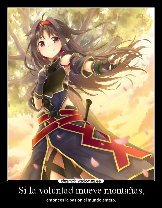 carteles vida mundo yuuki konno sword art online pasion vivir desmotivaciones