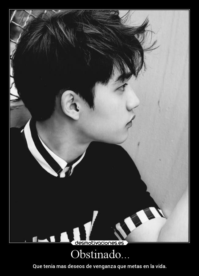 Obstinado... - Que tenia mas deseos de venganza que metas en la vida.