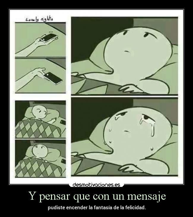 Y pensar que con un mensaje - pudiste encender la fantasía de la felicidad.