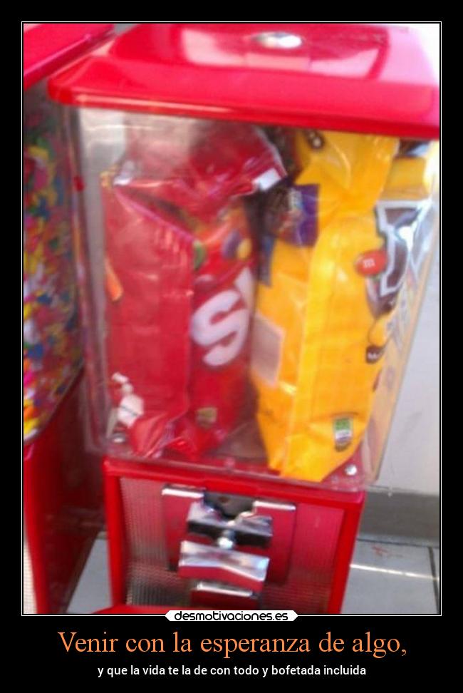 Venir con la esperanza de algo, - y que la vida te la de con todo y bofetada incluida