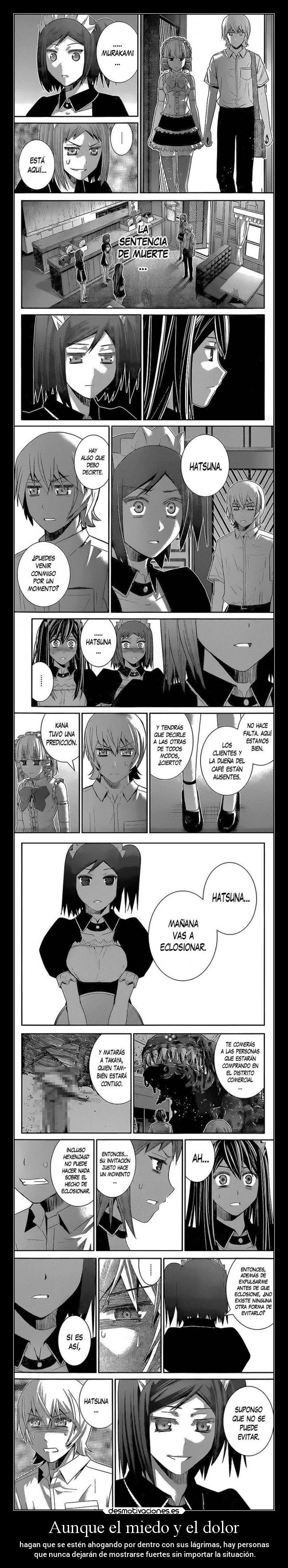 carteles miedo dolor anime vida mundo muerte miedo dolor raptorhunters harukaze epicanime gokukokunobrynhildr hatsuna desmotivaciones