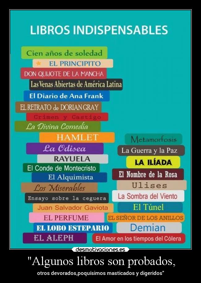 Algunos libros son probados, - otros devorados,poquísimos masticados y digeridos