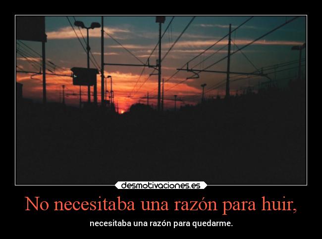 No necesitaba una razón para huir, - necesitaba una razón para quedarme.