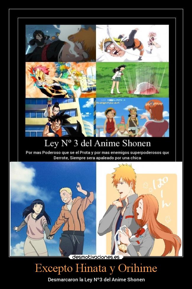 Excepto Hinata y Orihime - Desmarcaron la Ley Nº3 del Anime Shonen