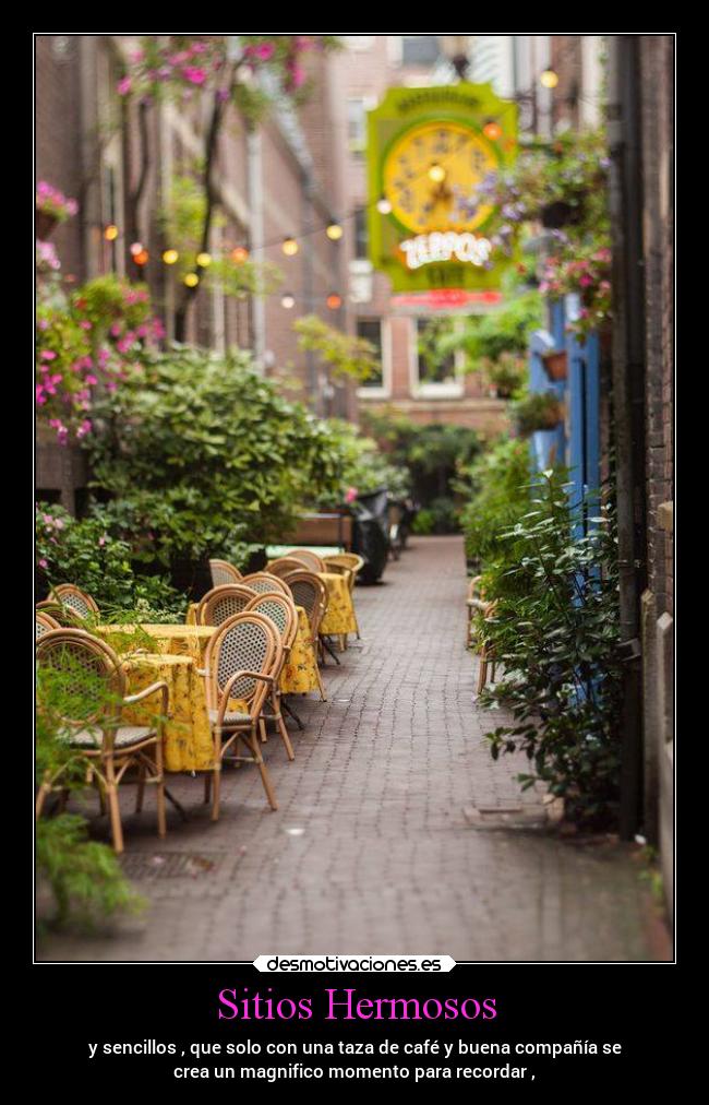 Sitios Hermosos - y sencillos , que solo con una taza de café y buena compañía se
crea un magnifico momento para recordar ,