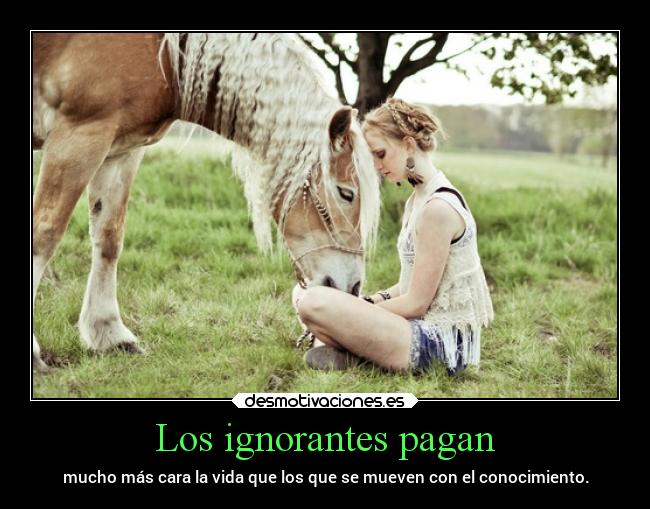 Los ignorantes pagan - mucho más cara la vida que los que se mueven con el conocimiento.