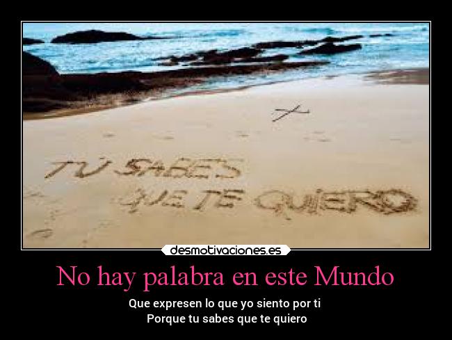 No hay palabra en este Mundo - Que expresen lo que yo siento por ti
Porque tu sabes que te quiero